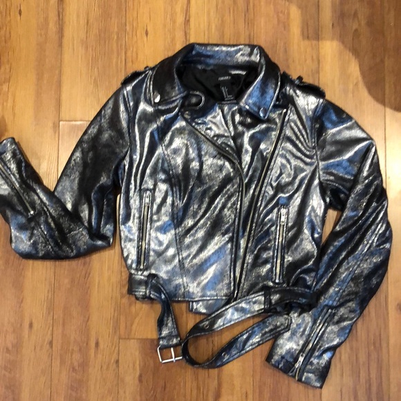 Forever 21 Silver moto jacket size small - Picture 6 of 7